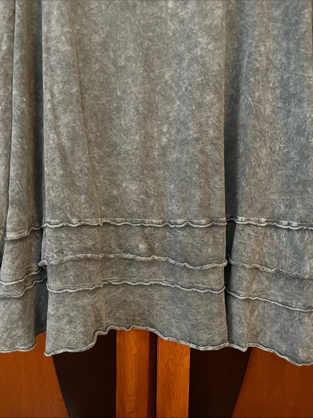 Jess & Jane Long Sleeve Bundle Tunic Tops-Slate Blue w/Ruffles & Grey w/Black - Picture 14 of 15